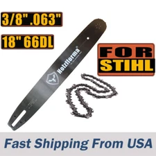 Holzfforma 18inch" Guide Bar & Saw Chain Combo 3/8 .063" 66DL For Stihl Chainsaw