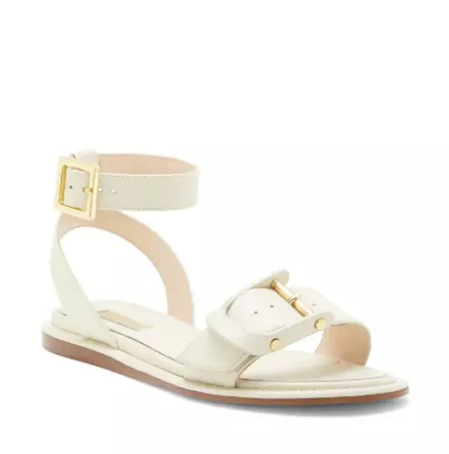 Louise Et Cie Women Benue Ivory Adjustable Ankle Strap Buckle Sandals Porcelain