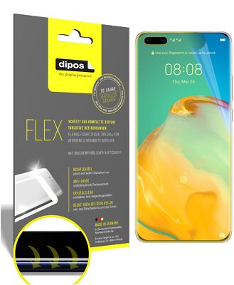 3x Huawei P40 Pro Plus Schutzfolie Folie, 100% Displayabdeckung, dipos Flex