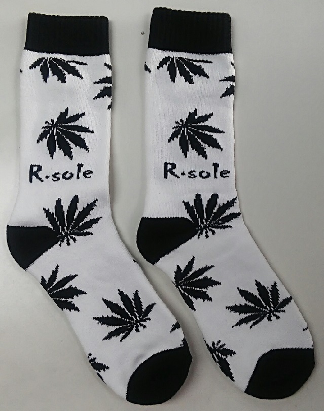 SAOLA R. SOLE Pot Leave Calze Crew Marca Premium Bianco e Nero SPEDIZIONE GRATUITA!
