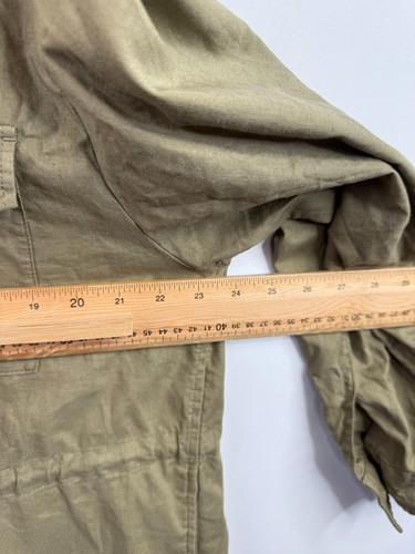 Uniqlo Shacket Overshirt Womens Large Khaki Green Linen Cotton Blend Utility - Picture 8 of 12