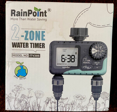 RainPoint (ITV205) 2 Independent Zones Digital Programmable Mini Sprinkler Timer