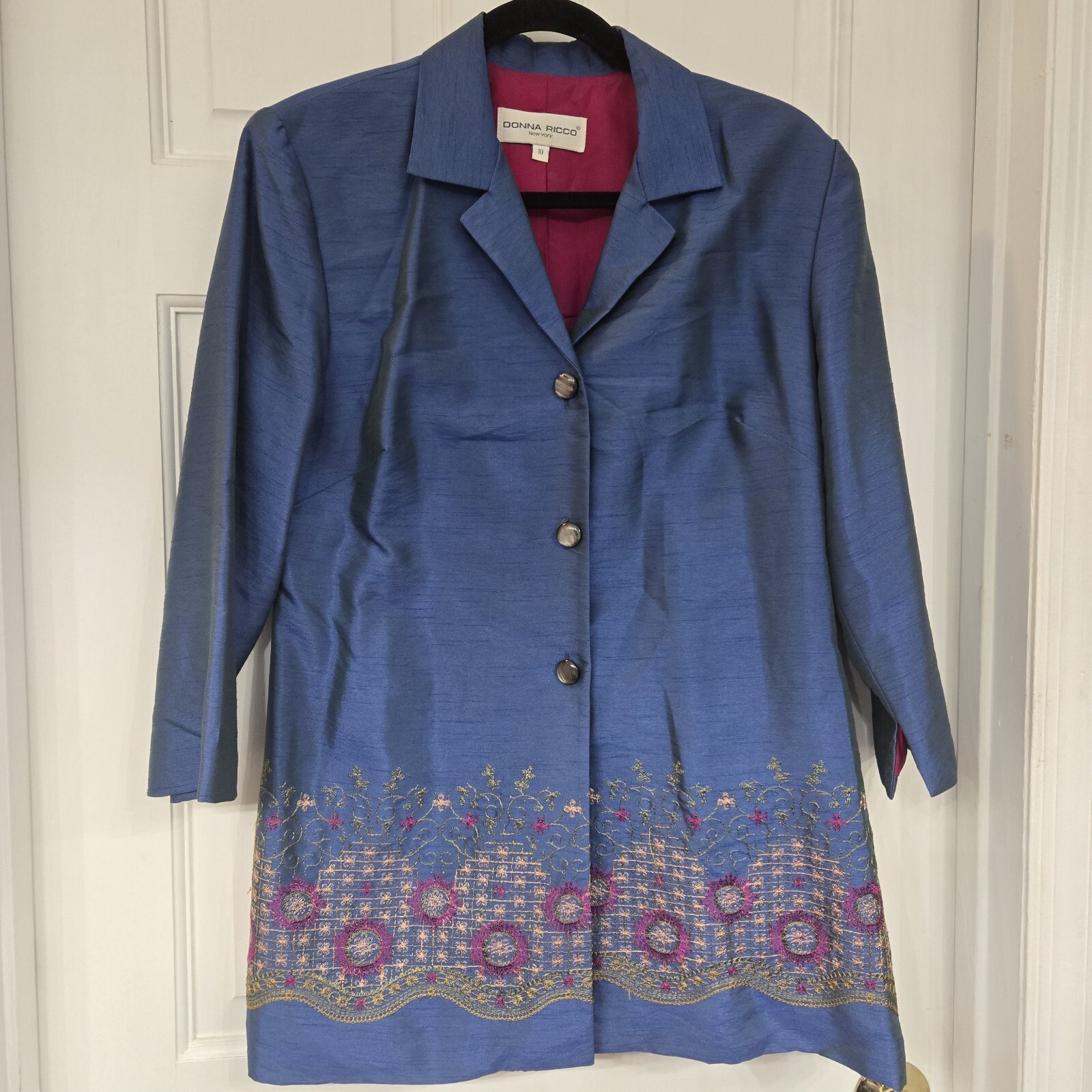 Donna Ricco New York Rare Vintage Embroided Blazer/Blouse Suit,Size 10 image 2