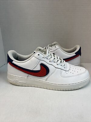 Nike Air Force 1 Low 3D Chenille Swoosh White Red Blue Men's - 823511-106 -  US