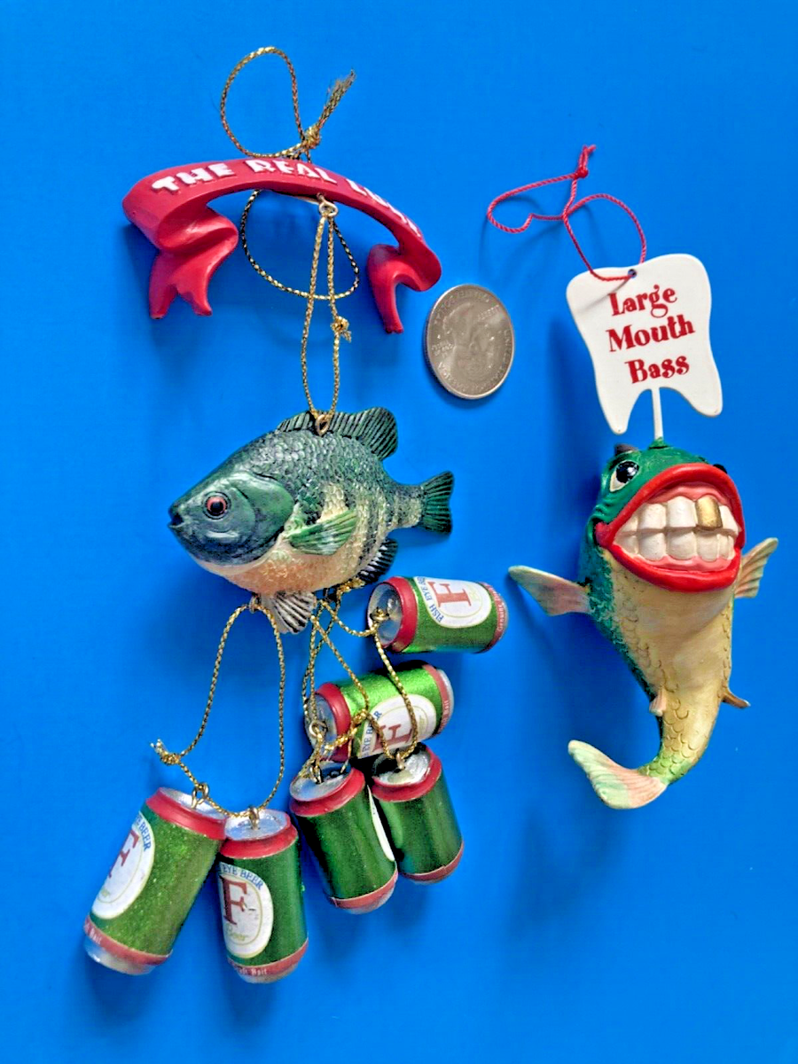 christmas ornaments fishing lures 6-Pack-Antique part art but mostly luck LOT 2 Christmas Ornaments FISHING