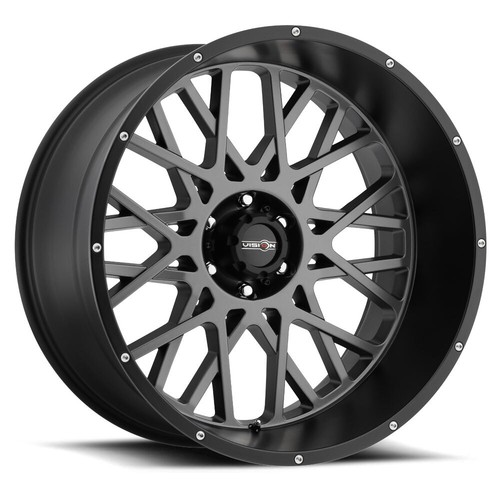 1 New 22x12 Vision 412 Rocker Anthracite w/ Black 5x127 5x5 ET-51 Wheel Rim - Picture 2 of 4