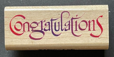 Congratulations Word Greeting Phrase Special Occasion Wood Rubber Stamp