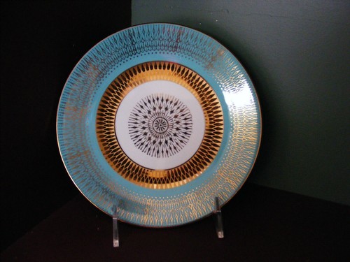 Plato decorativo Bareuther Bavaria Aqua Gold decoración estante hogar utilería - Imagen 2 de 5