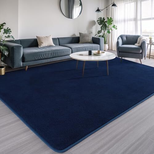 Modern Shag Area Rug for Bedroom, 4x6 Feet Washable Rugs 4 ft x 6 ft Navy Blue - Bild 1 von 7