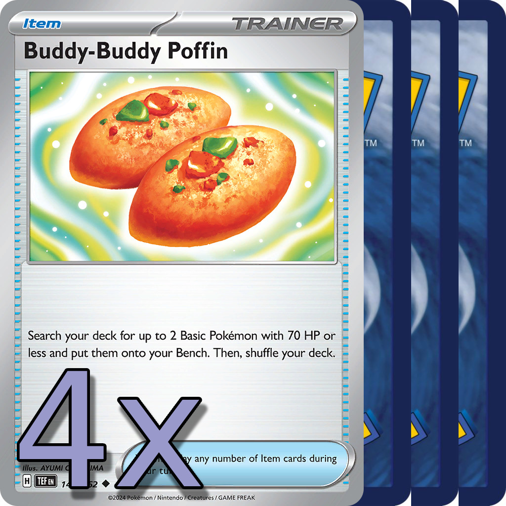 4x Buddy Buddy Poffin - NM Playset - Trainer x4 - Pokemon TCG