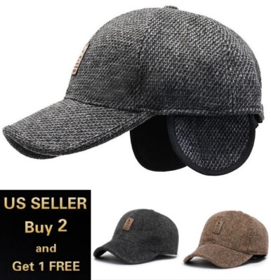 Baseball Cap with Foldable Ear Loop for Men Hat  Hip Hop Hat Adjustable Dad Hat