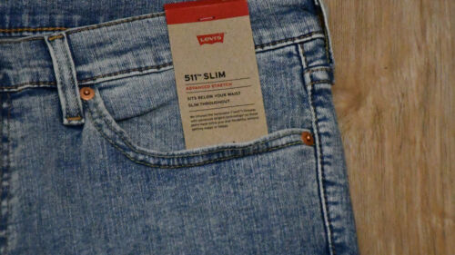 Levis Levi's 511 Slim Stretch Hombre Vaqueros Azul Claro Desgastado - Imagen 9 de 11