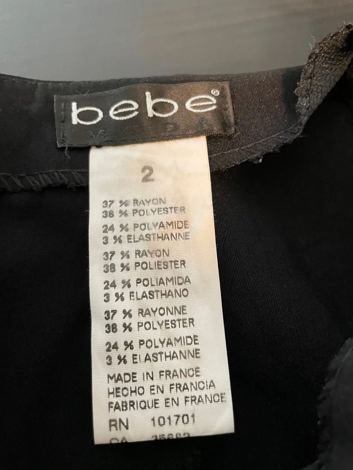 Vintage Bebe Womens Pants Size 2 Black Sequin Hem Skinny Leg Rave Club 90s Y2K - Image 3 of 4