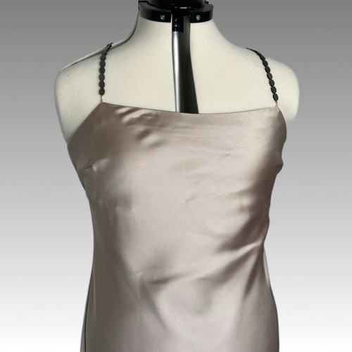 NWOT ZARA Beaded Strap Satin Effect Slip Dress Champagne L Formal Glam Prom Sexy - Picture 3 of 11