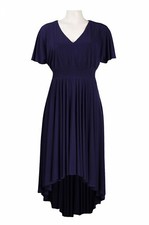 Ivy & Blue Navy Hi Low Cape Sleeve Midi Jersey Dress