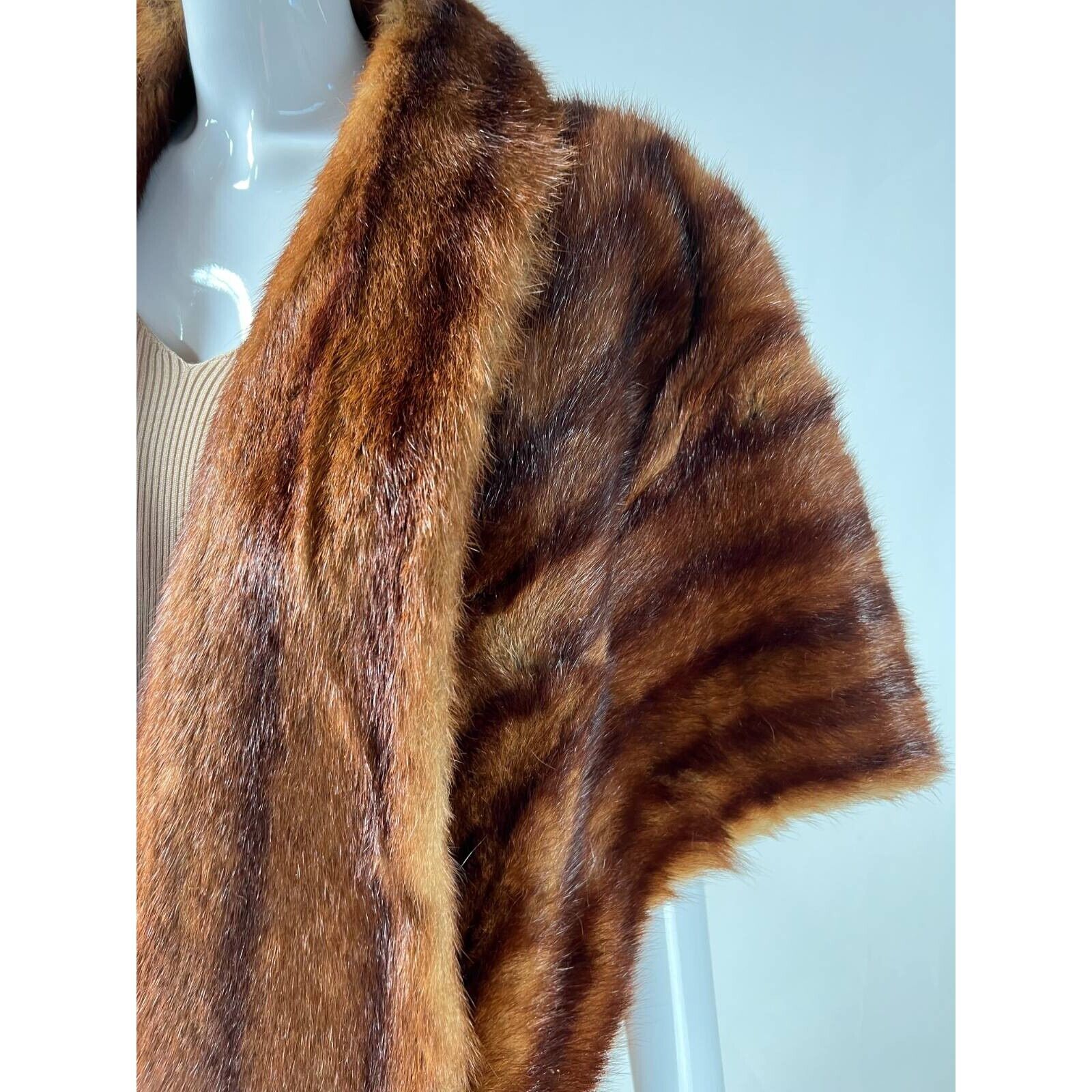 Vintage Shawl Wrap Womens Brown Fur Stole 40s-50s… - image 7