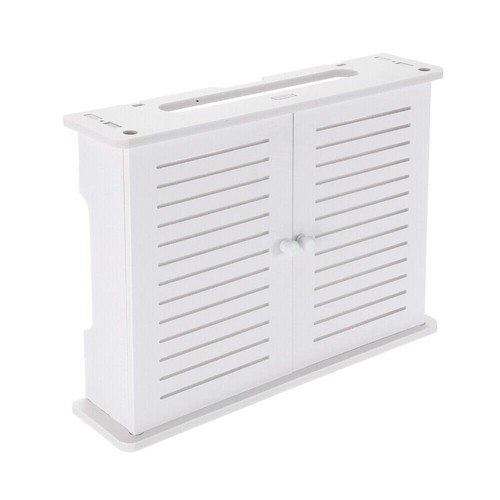 Wireless WiFi Router Storage Boxes Wall Mounted Shelf Large Bracket Wood Plastic - Picture 10 of 12