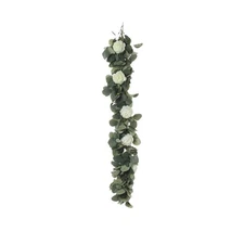 4 ft Frosted Green Artificial Eucalyptus Foliage Garlands Ranunculus Flowers