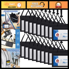 20 Pcs Neck Badge Holder Lanyard Set, 3 Pocket Organizer, Black ID Card Case