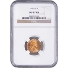 1941 D 1c Lincoln Wheat Cent ~ NGC MS 67 RB