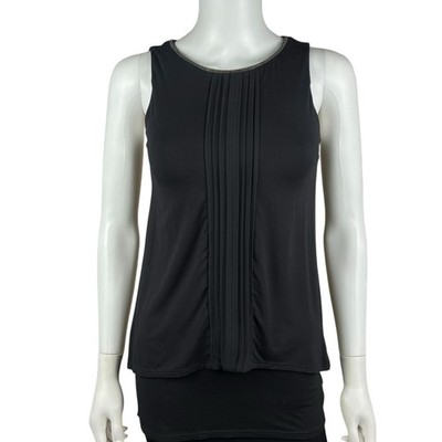 WHBM Sleeveless Layered Black Tunic Silver Stud Collar Embellishments Size XXS