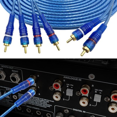 MEIRIYFA Câble D'Interconnexion Audio Automobile 4 Canaux RCA - Mâle Vers Mâle, Stéréo, Paire Torsadée, Fil OFC Haut De Gamme Pour Auto, Marine, Moto - 5M