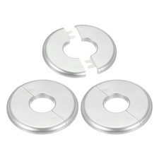3Pcs Wall Split Flange Escutcheon Plate Buckle Pipe Cover 1.1"/28mm Silver