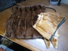Vintage Real Fur Hand Muff Hand Warmer  Fur Collar Lot Soft Brown Fur