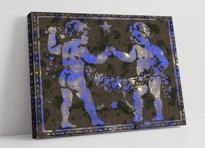 VINTAGE GEMINI ASTROLOGIE STERNZEICHEN TIEF GERAHMT LEINWANDBILD WANDKUNSTDRUCK