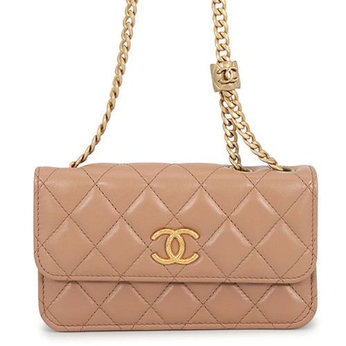 CHANEL Chain Phone Pouch Matelass Coco Mark Lambskin AP3047 CHANEL Smartphone Ca
