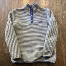 Simply Southern Ribbed 1/4 Button Snap Gray/Blue Women's Pullover Sweatshirt - M