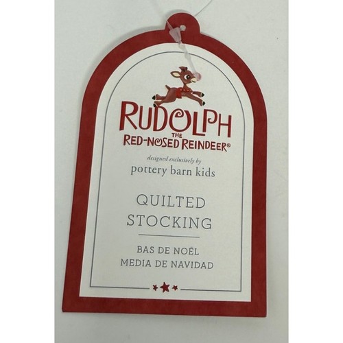 Pottery Barn Rudolf The Red Nosed Reindeer Embroidered Red Quilted Stocking 22" - Picture 10 of 10