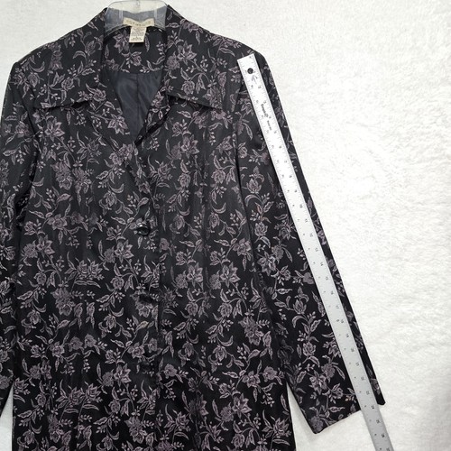 NOTATIONS Women's Pink Floral on Black Onyx Peacoat Blazer Elegant Jacket Size L - Picture 10 of 11