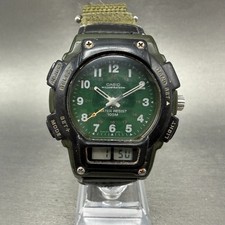 Casio Forester Watch Men 41mm Green Analog Digital Alarm FT-610 Round New batt