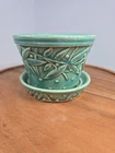 Vintage McCoy Pottery Green Hobnail & Leaves Planter Saucer 4x3 1940's 3"T