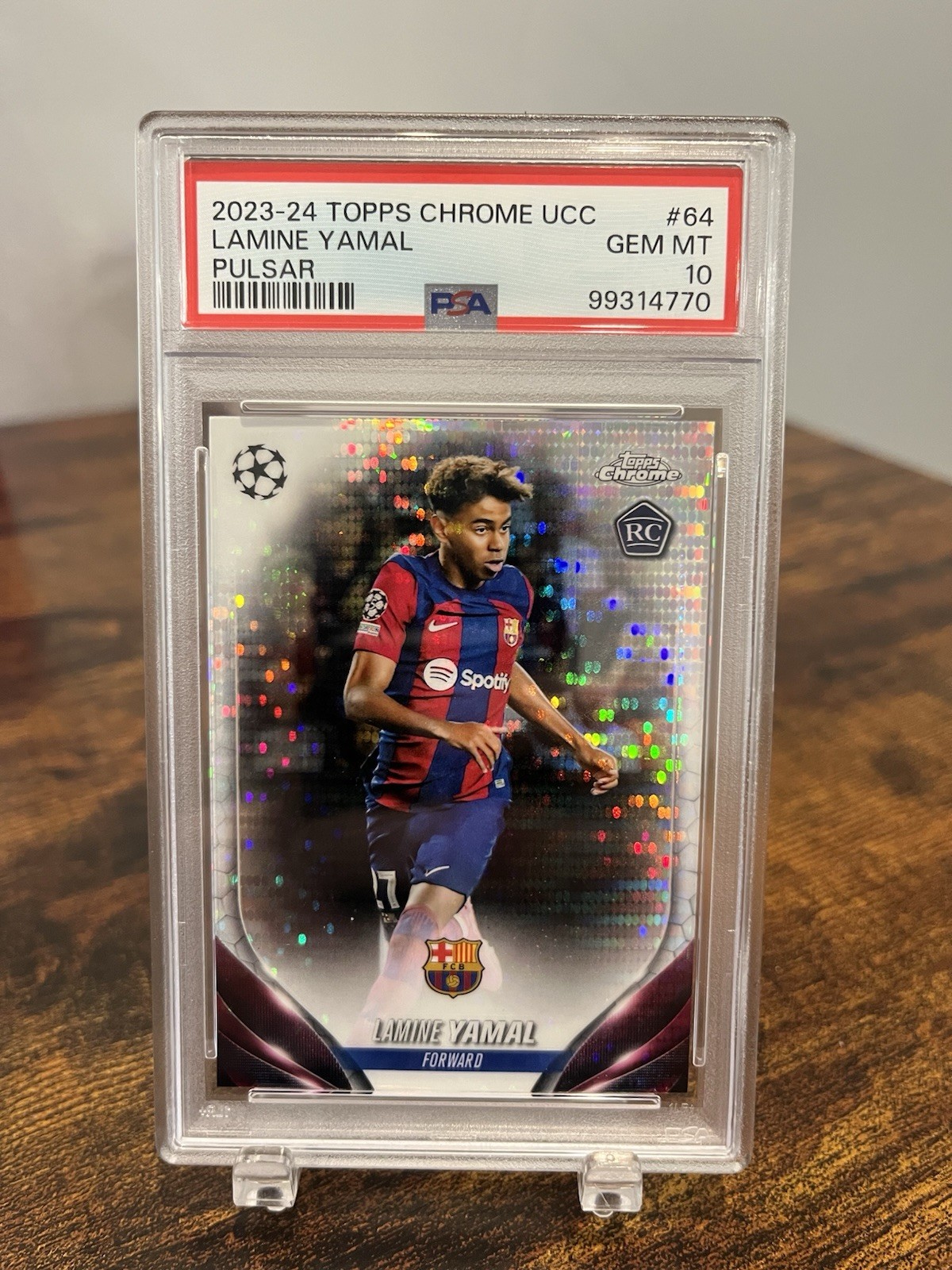 2023-24 Topps Chrome UEFA Club Competitions Pulsar #64 Lamine Yamal RC PSA 10