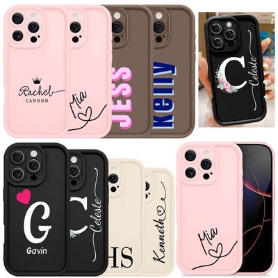 Personalised Initials Tough TPU Cover Case For iPhone 14 15 16e 17 Pro Max 13 12