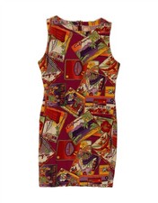 VINTAGE Womens Graphic Sheath Dress UK 8 Small Multicoloured Floral FE08