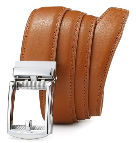 Men's Belt Ratchet Dress Belt with Automatic Buckle Brown/Black-Trim to Fit-3... - Picture 8 of 9