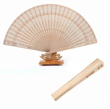 2pc 7.87in Sandalwood Scented Folding Wooden Fan   Decorative Handheld Fan