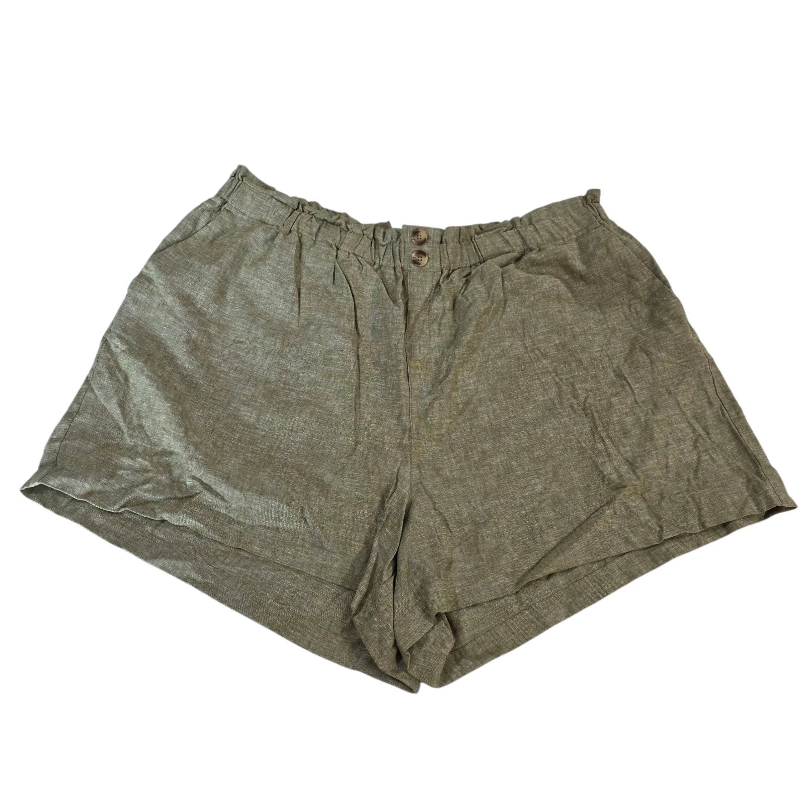 Ava & Viv Mom Shorts Womens Green 2X Elastic Waist Woven Plus Size Pull On