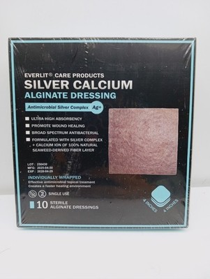10Pk Silver Calcium Alginate Wound Dressing, Non-Stick, Absorbent, Sterile, 4x4''