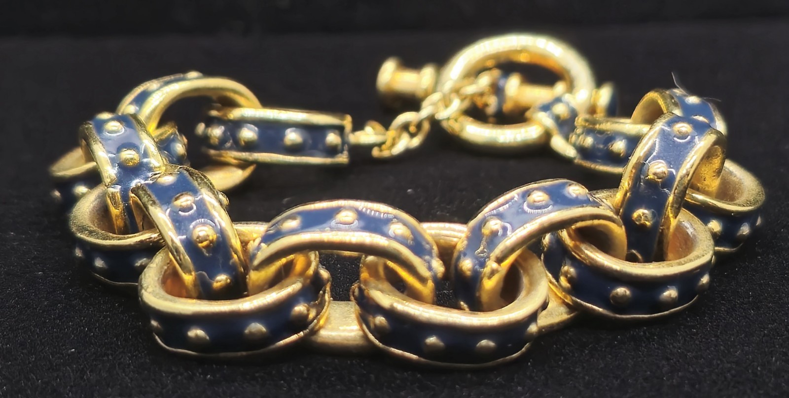 Vtg Signed KJL Kenneth Jay Lane Navy Blue Enamel … - image 1