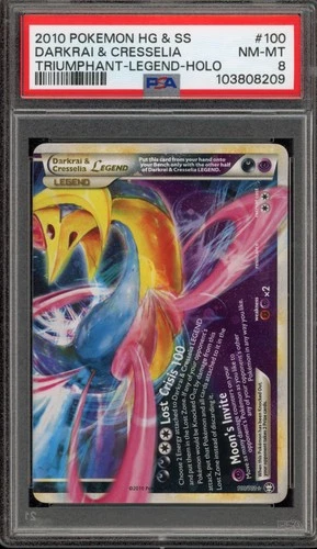 Pokemon Darkrai & Cresselia Legend Bottom Triumphant Holo Ultra Rare #100 PSA 8