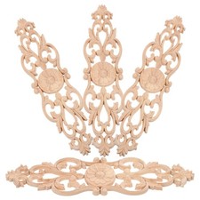 Decorative Wooden Appliques 4pcs for Cabinets Doors Unpainted Craft