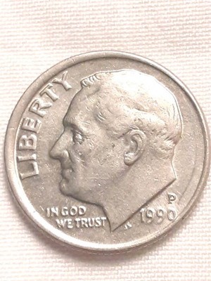 1990-P Roosevelt Dime Rare Thick Rim & Extreme Die Clash Coin Errors