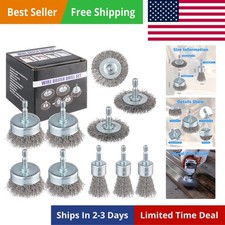 10-Pack Carbon Steel Wire Wheel, Cup, Pen Brush Set with 1/4-Inch Hex Shank f...