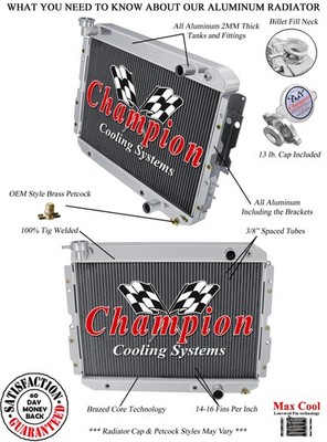 Atom Champion 3 Row Radiator for 1981 - 1990 Toyota Land Cruiser LS Swap