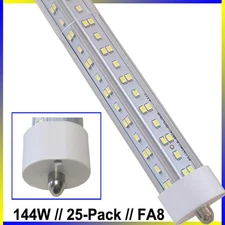 25Pc T8 8FT FA8 Single Pin Led Tube Light Bulbs 144W 8FOOT Led Shop Light 