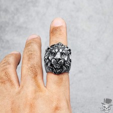 Anello Uomo Turco In Argento 925 | Inciso Figura Leone, Tutte Le Misure USA - Foto 4